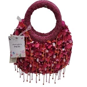🔥VIRAL🔥Made In india Viral Handcrafted Pink Beaded Women's Bag🔥NO BREADS MISSING